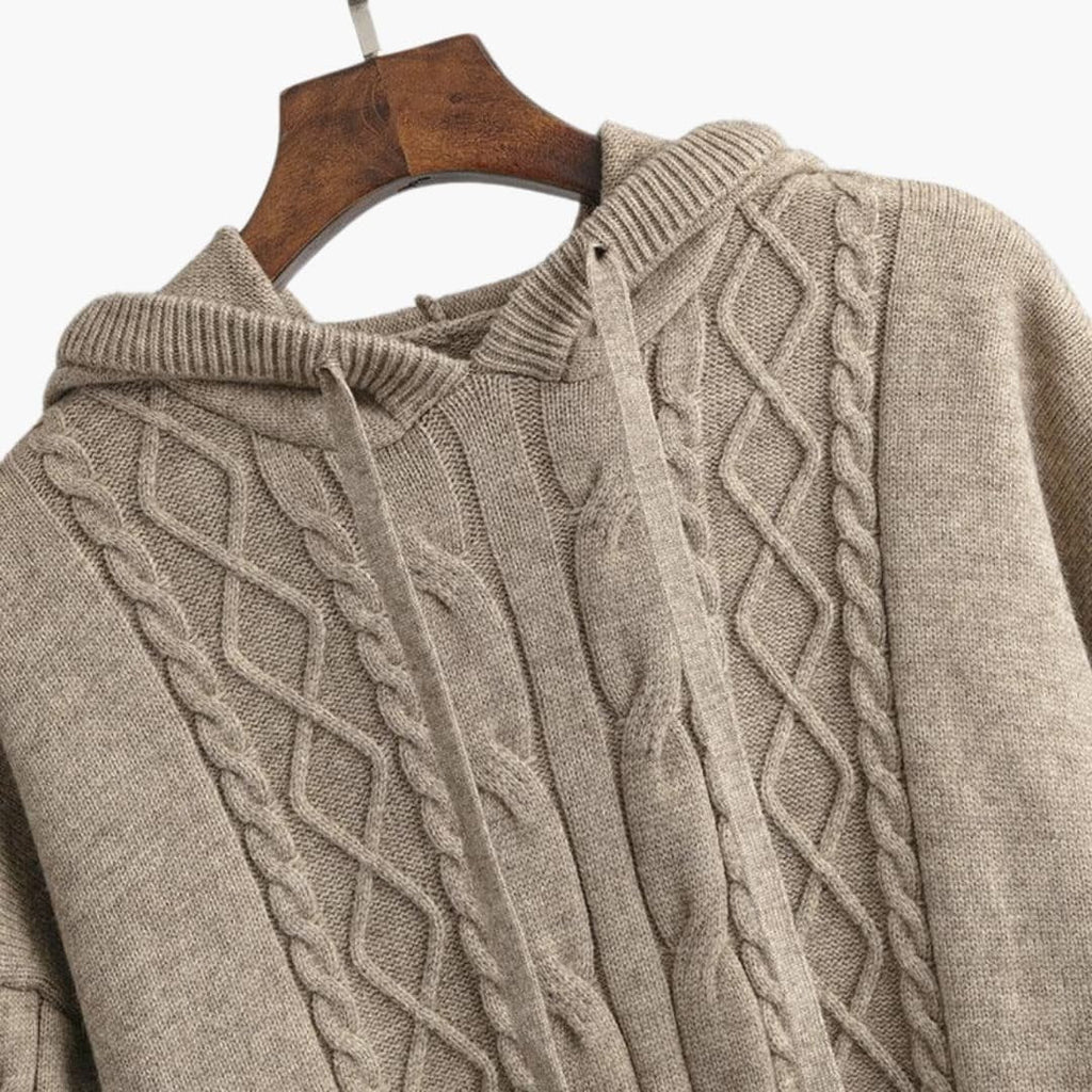 Bettina | Women's Cable Knit Sweater Hoodie and Wide Leg Pants Set