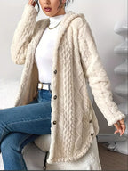 Odalys | Women's Hooded Textured Button-Up Cardigan