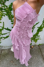 Pleated Ruffle Halter Homecoming Dress