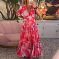 Floral Tiered Boho Flowy Maxi Dress