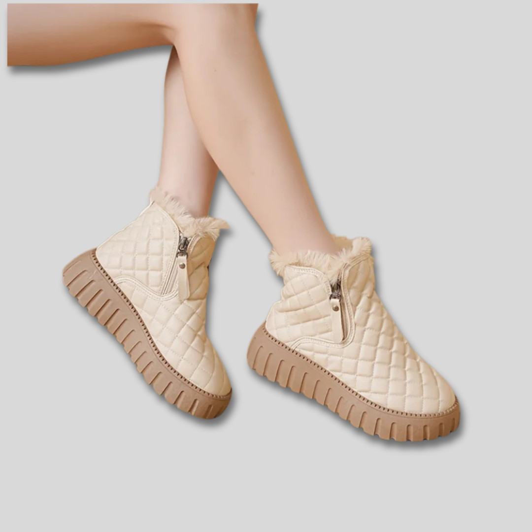 Wynonna | Women's Platform Winter Boots with a Quilted, Puffer-Style Upper