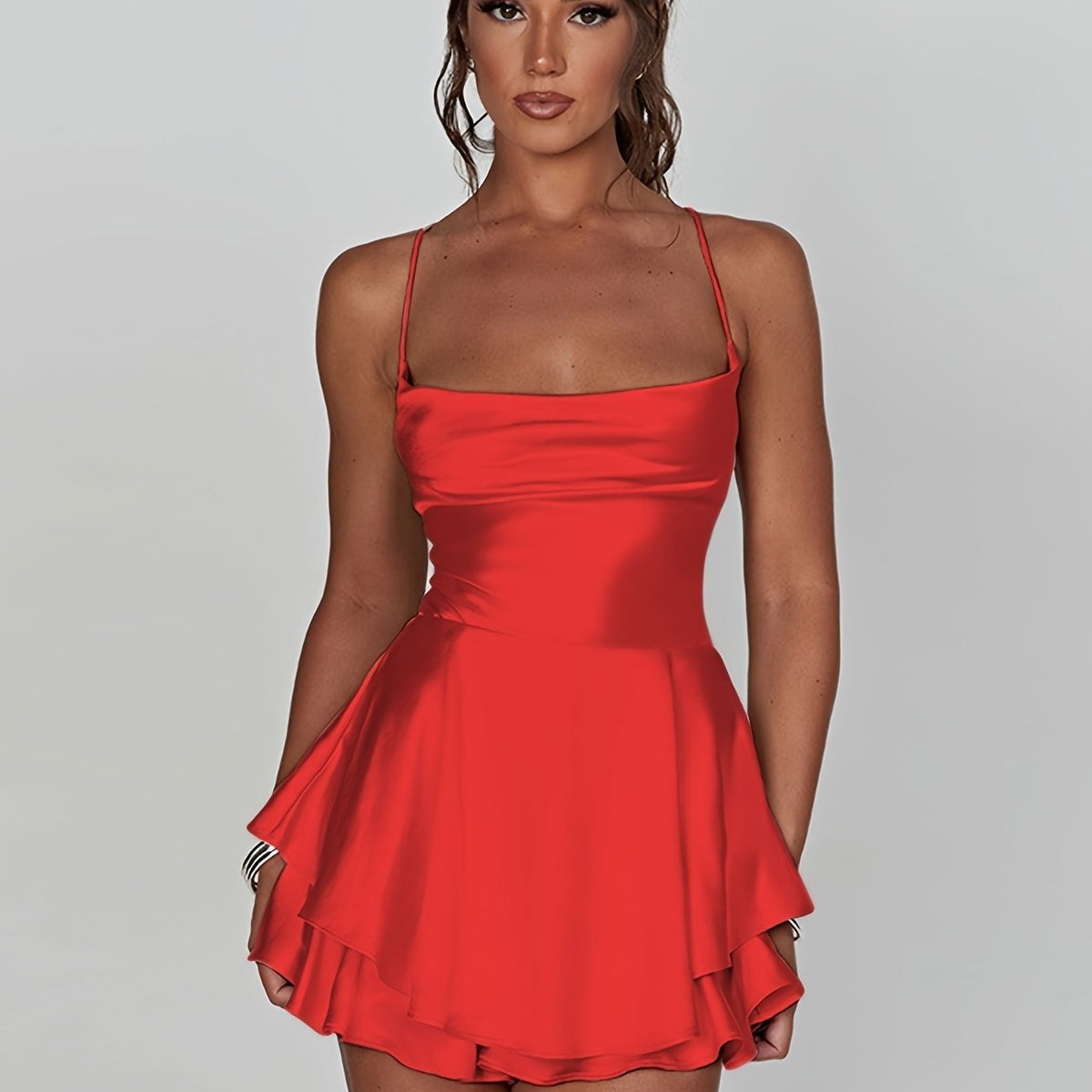 Fitted Ruched Tiered Mini Homecoming Dress