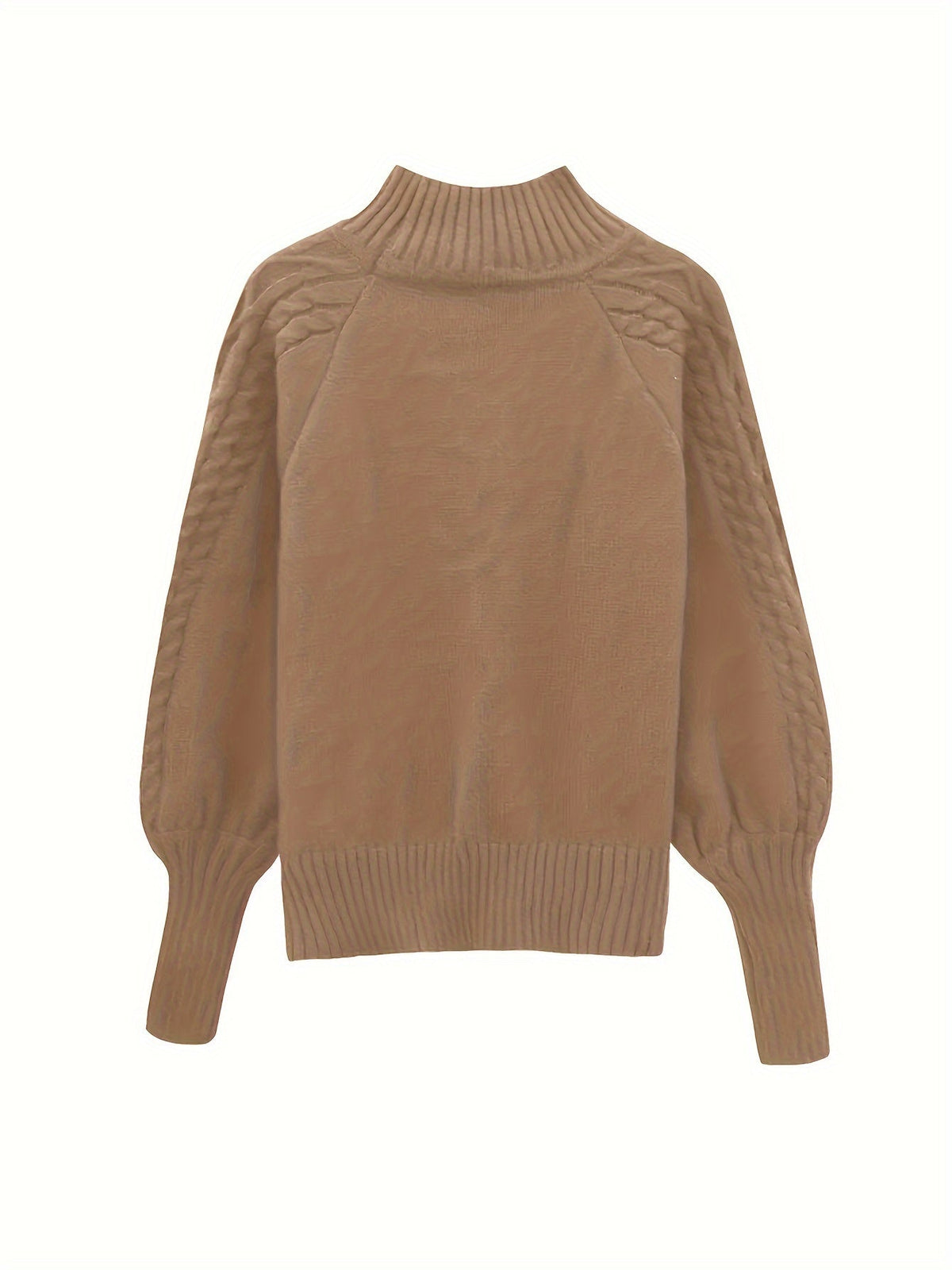 Henriette | Women's Puff Sleeve Cable Knit Mock Neck Sweater