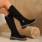 Cosima | Women's Chunky Platform Knee High Zip Boots
