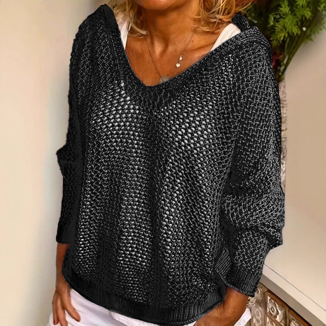 Emberlynn | Women's Open Weave Crochet Hoodie Sweater