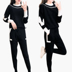 Cecilia | Women's Colorblock Crew Neck Sweater and Jogger Pants Set