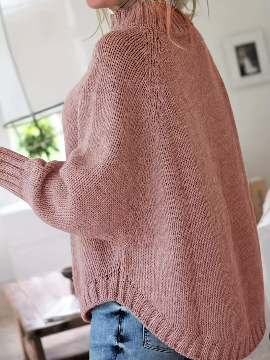 Wren | Women's Wool Cable Knit High-Neck Sweater with Flared Hem for Casual Fall Wear