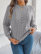 Elspeth | Women's Pointelle Cable Knit Crew Neck Sweater