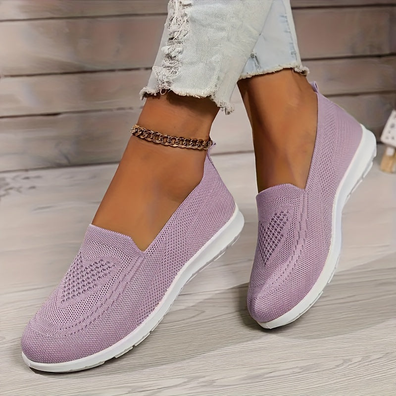 Breathable Mesh Knit Slip On Round Toe Flatform Loafer