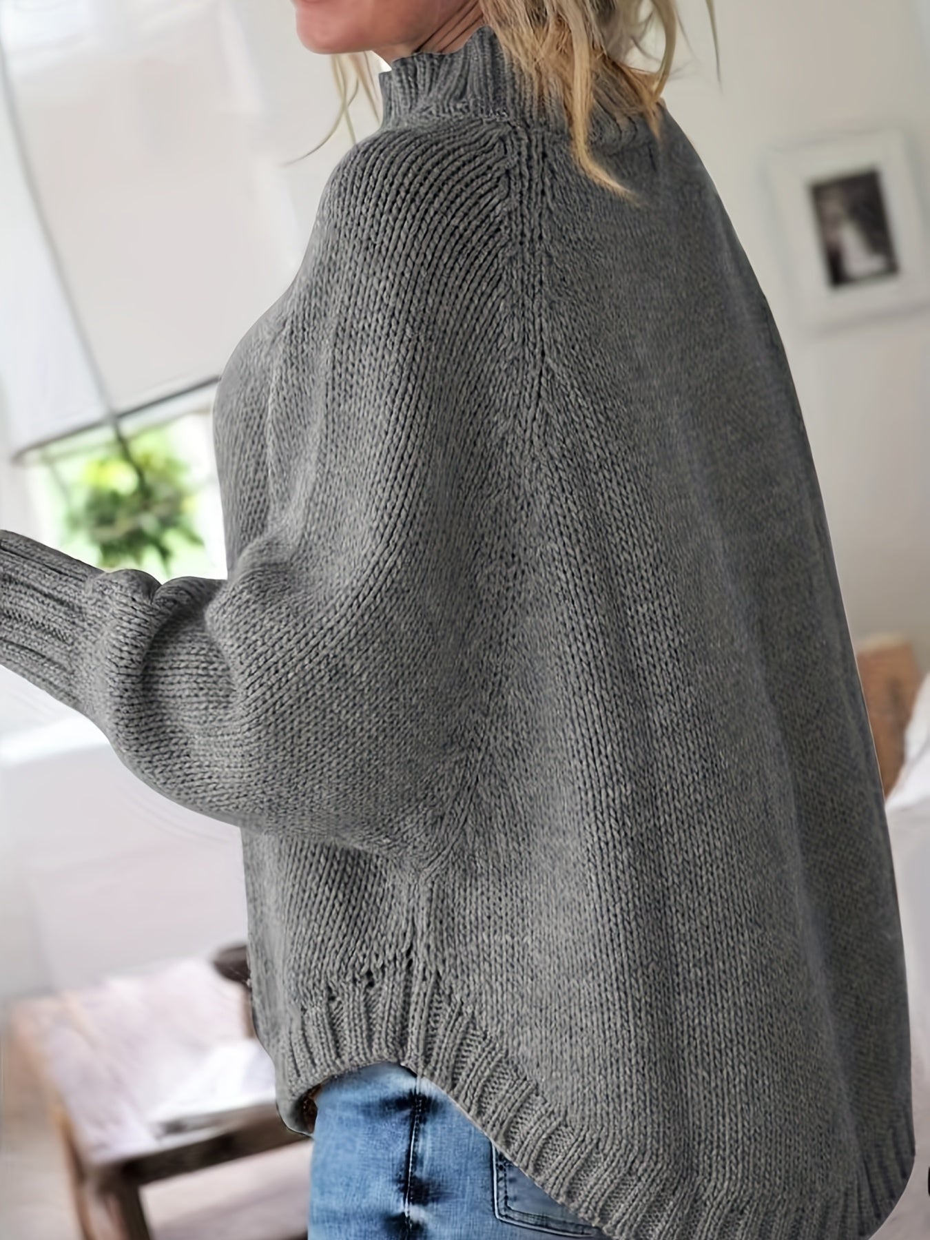 Wren | Women's Wool Cable Knit High-Neck Sweater with Flared Hem for Casual Fall Wear