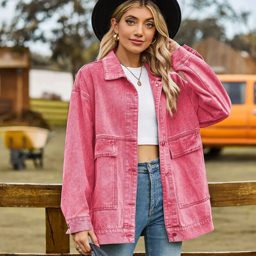 Isobel | Women's Oversized Denim Shirt Jacket with Patch Pockets
