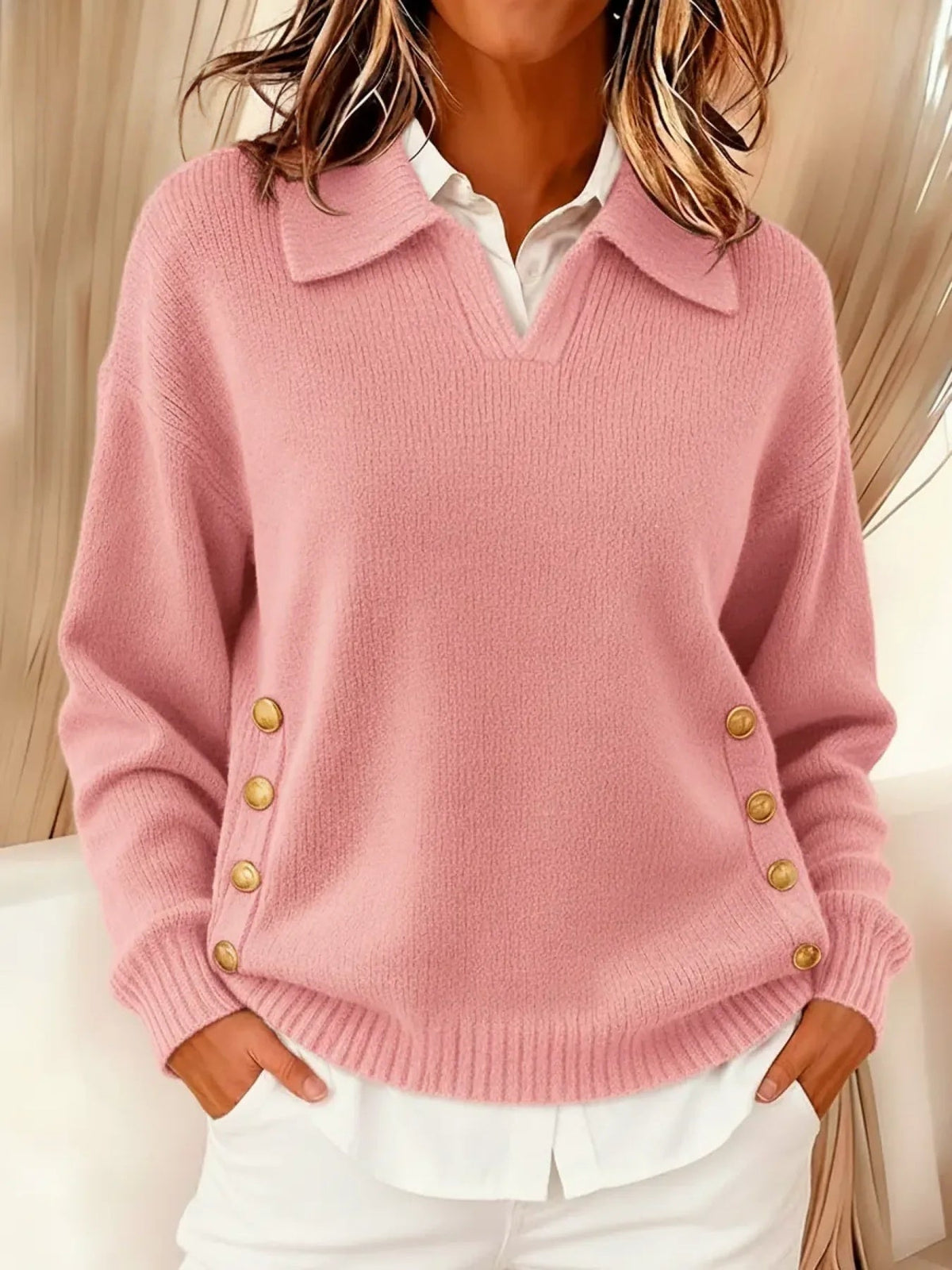 Seraphina | Women's Polo Sweater with a Collared V-Neck