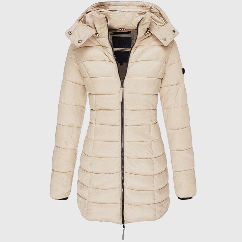 Bellamy | Women's Long Hooded Puffer Coat with Zip Front