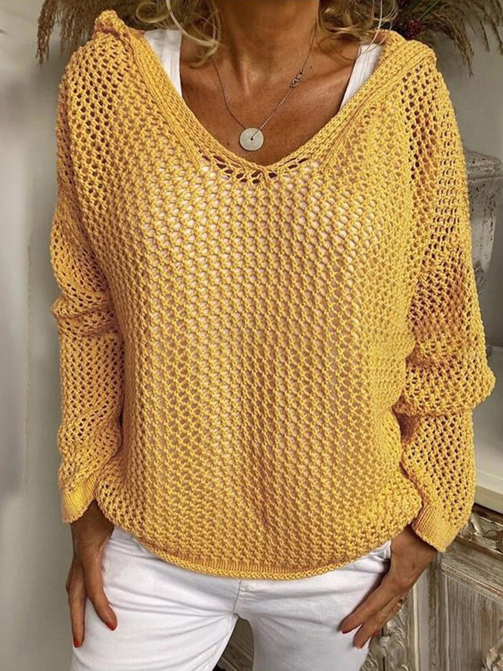 Emberlynn | Women's Open Weave Crochet Hoodie Sweater