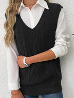 Delaney | Women's Cable Knit V-Neck Sweater Vest