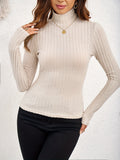 Anneliese | Women's Fitted Ribbed Mock Neck Long Sleeve Sweater