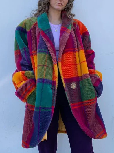 Marisol | Women's Colourful Plaid Boyfriend-Fit Coat