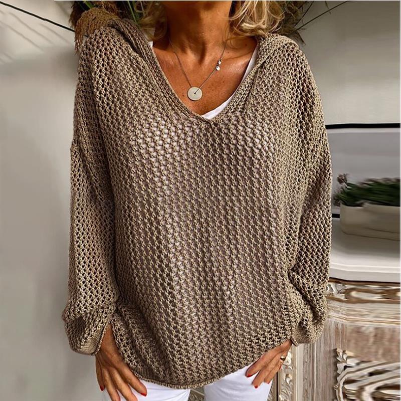 Emberlynn | Women's Open Weave Crochet Hoodie Sweater