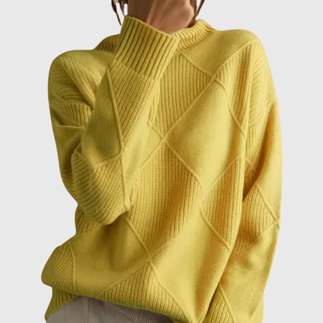 Sienna | Women's Diagonal Seam Roll Neck Sweater for Cosy Winter Wear
