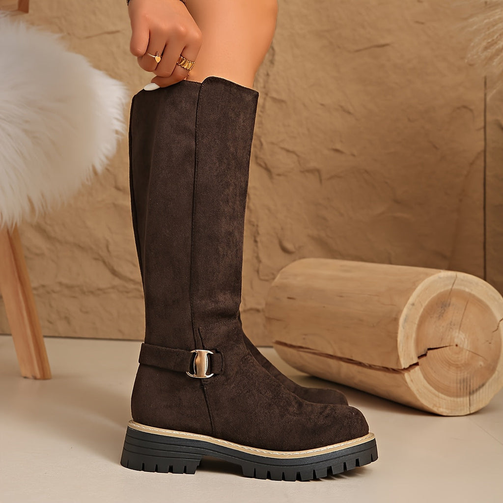 Cosima | Women's Chunky Platform Knee High Zip Boots