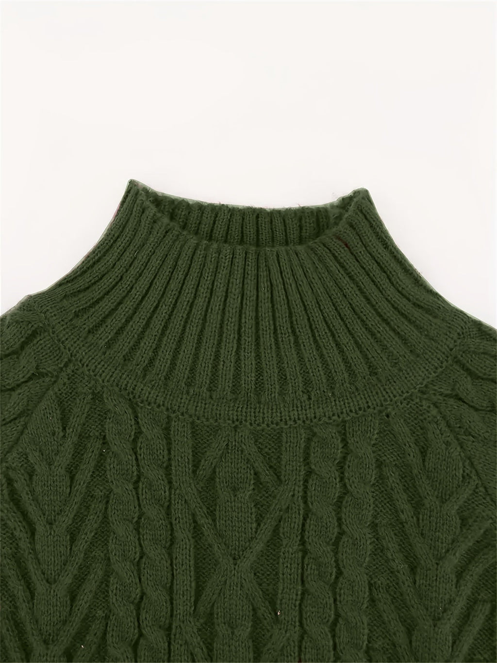 Henriette | Women's Puff Sleeve Cable Knit Mock Neck Sweater