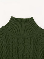 Henriette | Women's Puff Sleeve Cable Knit Mock Neck Sweater