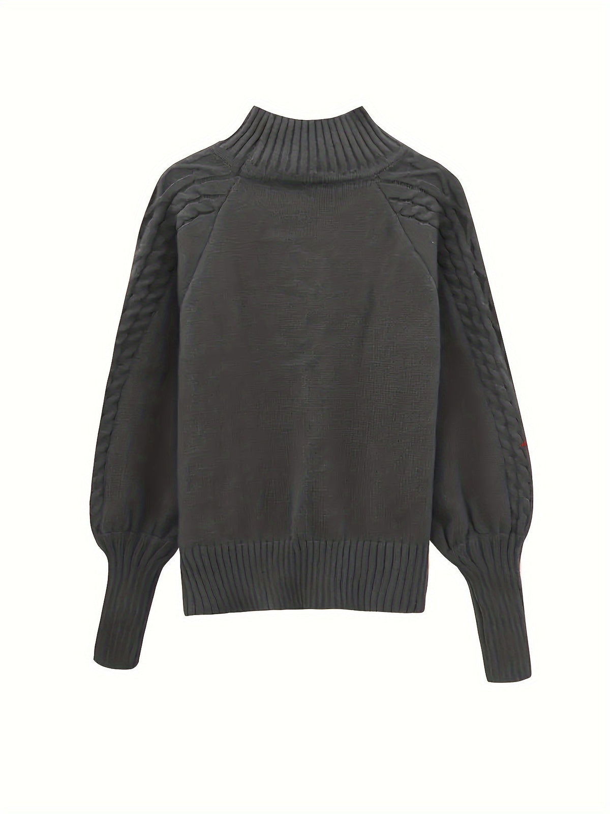 Henriette | Women's Puff Sleeve Cable Knit Mock Neck Sweater