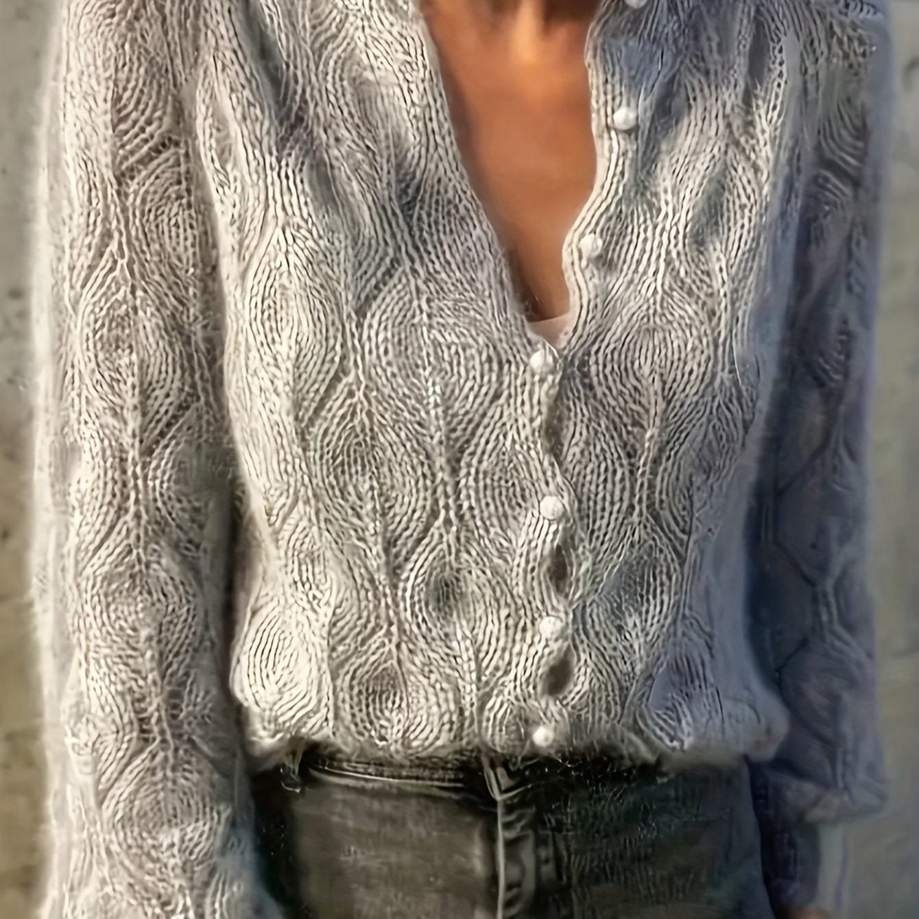 Jolene | Women's Pearl Button Cardigan in Faux Mink Textured Knit