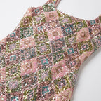 Aria | Women's Sequin Square Neck Print Homecoming Mini Dress