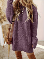 Marchetta | Women's Diamond Cable Knit Oversized Sweater Dress