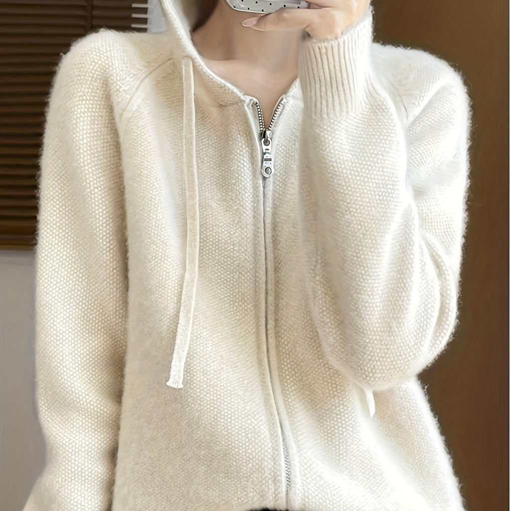 Freya | Women's Zip-Up Hooded Knit Cardigan