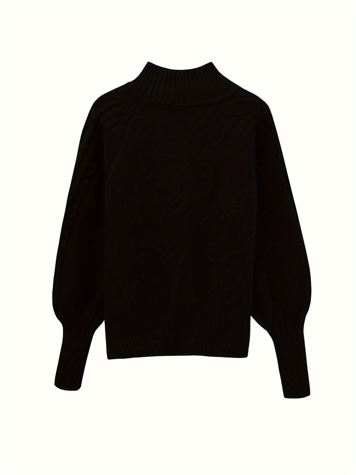 Henriette | Women's Puff Sleeve Cable Knit Mock Neck Sweater