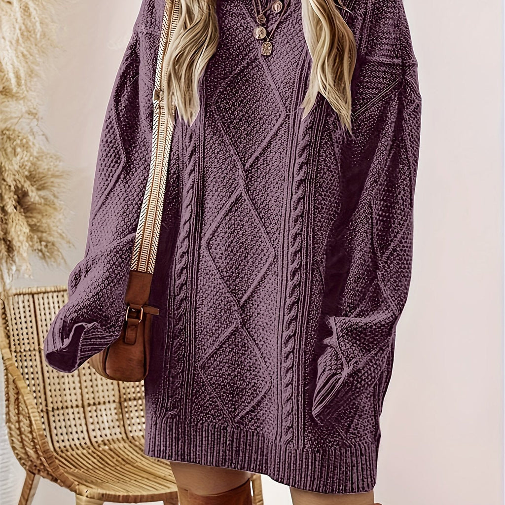 Marchetta | Women's Diamond Cable Knit Oversized Sweater Dress