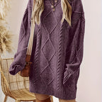 Marchetta | Women's Diamond Cable Knit Oversized Sweater Dress