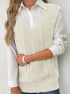 Delaney | Women's Cable Knit V-Neck Sweater Vest