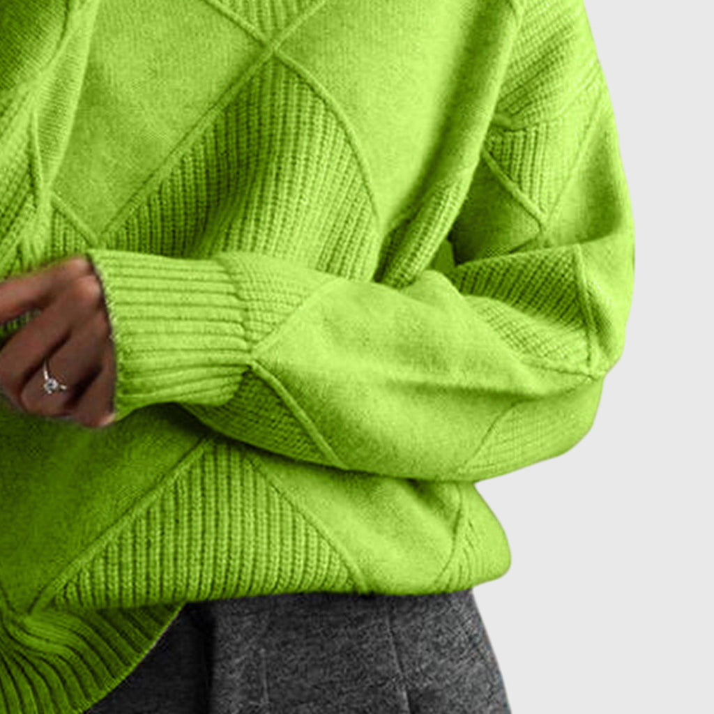 Sienna | Women's Diagonal Seam Roll Neck Sweater for Cosy Winter Wear