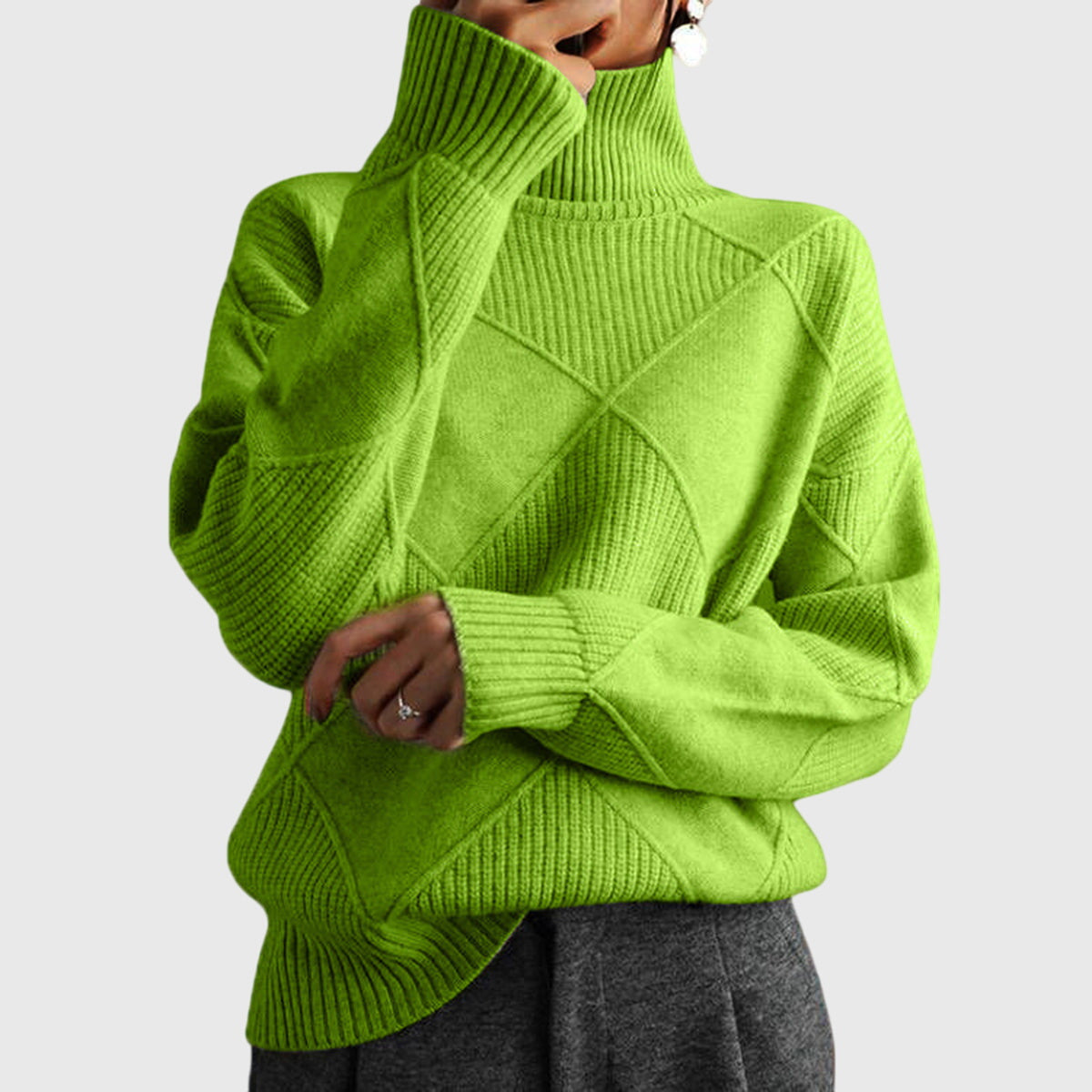 Sienna | Women's Diagonal Seam Roll Neck Sweater for Cosy Winter Wear