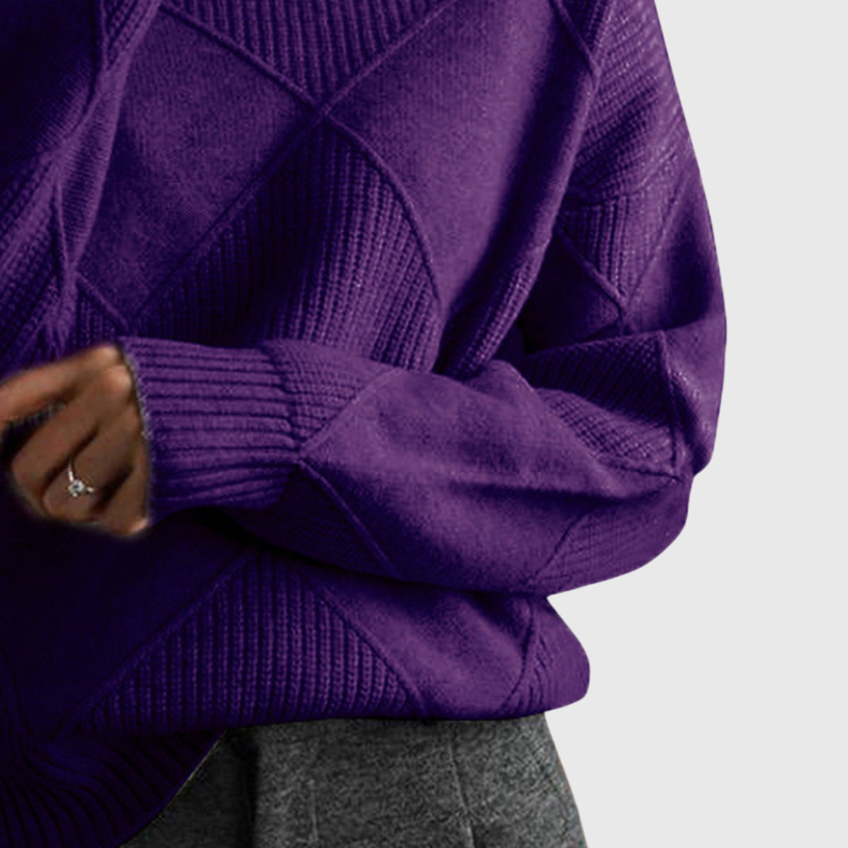 Sienna | Women's Diagonal Seam Roll Neck Sweater for Cosy Winter Wear