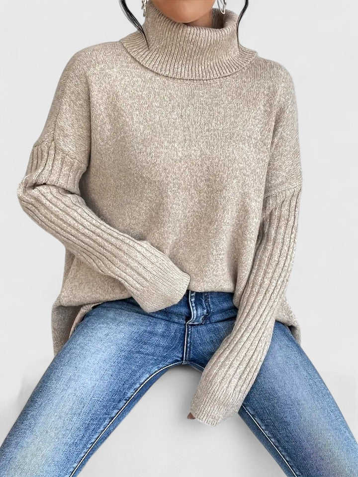 Marisette | Women's Asymmetric Hem Oversized Turtleneck Sweater