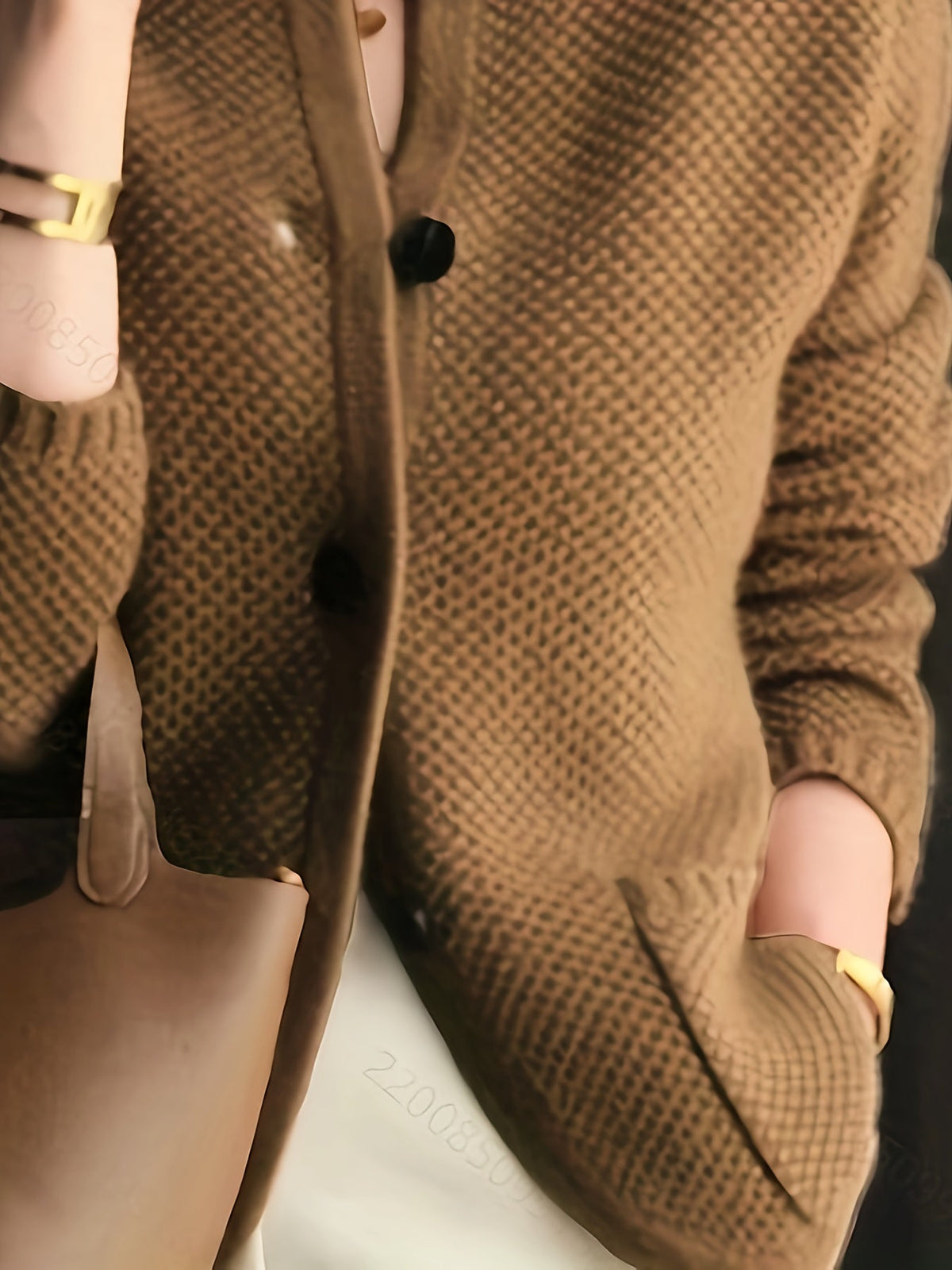 Vienna | Women's Textured Knit Button Cardigan with Stand Collar