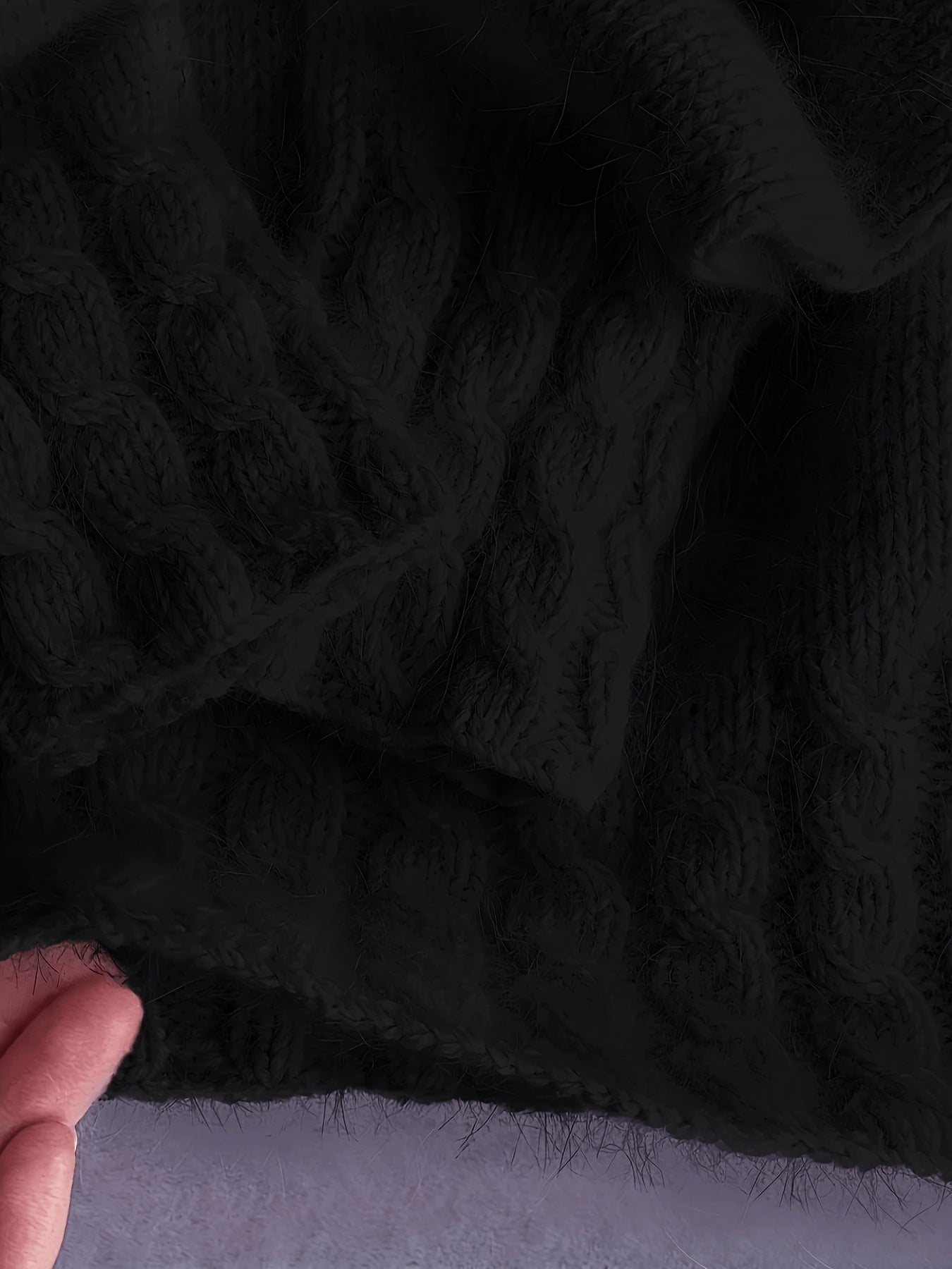 Rosalind | Women's Fuzzy Alpaca Cable Knit Mock Neck Sweater