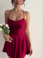 Fitted Ruched Tiered Mini Homecoming Dress