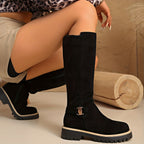 Cosima | Women's Chunky Platform Knee High Zip Boots