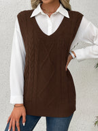Delaney | Women's Cable Knit V-Neck Sweater Vest