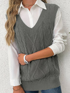 Delaney | Women's Cable Knit V-Neck Sweater Vest