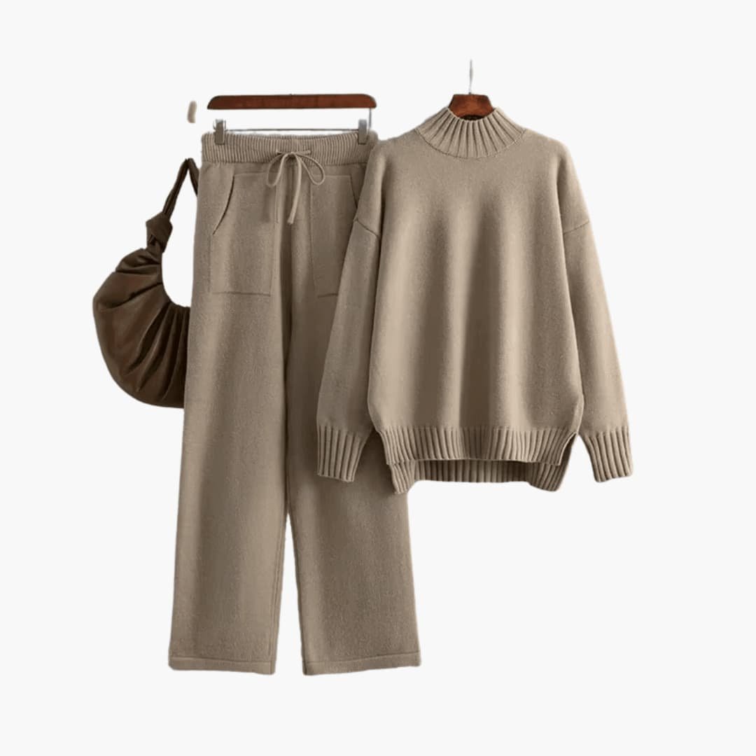 Philomena | Women's Wide Leg Pants and Mock Neck Sweater Two Piece Set