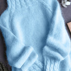 Rosalind | Women's Fuzzy Alpaca Cable Knit Mock Neck Sweater