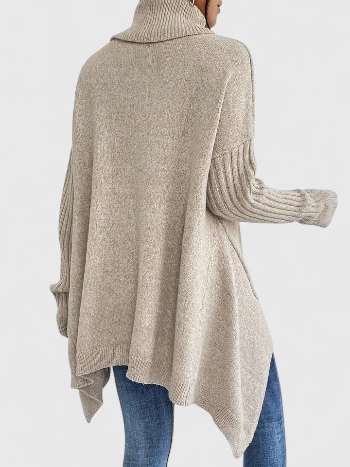 Marisette | Women's Asymmetric Hem Oversized Turtleneck Sweater