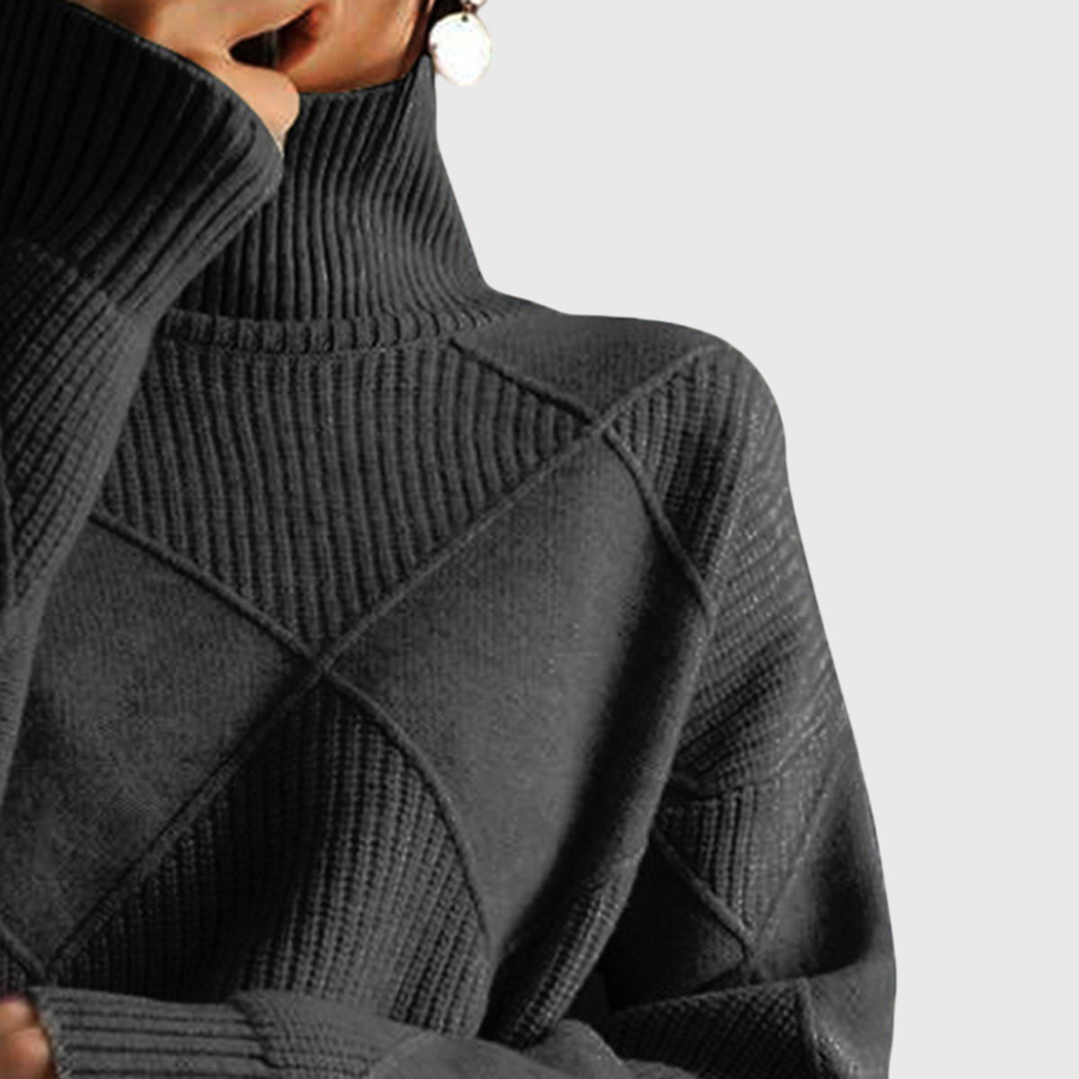 Sienna | Women's Diagonal Seam Roll Neck Sweater for Cosy Winter Wear