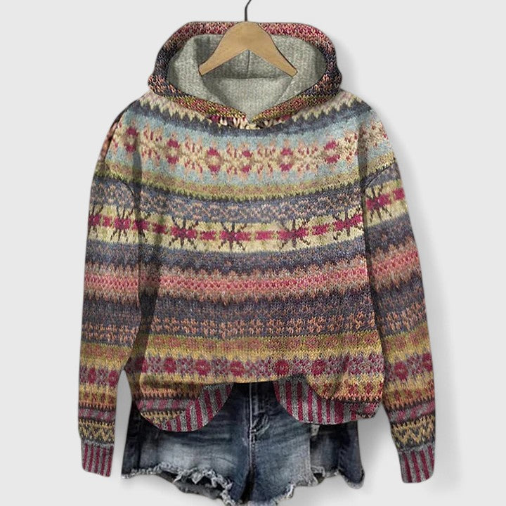 Bellamy | A Hooded Knit Sweater for Women, Patterned in Fair Isle Print
